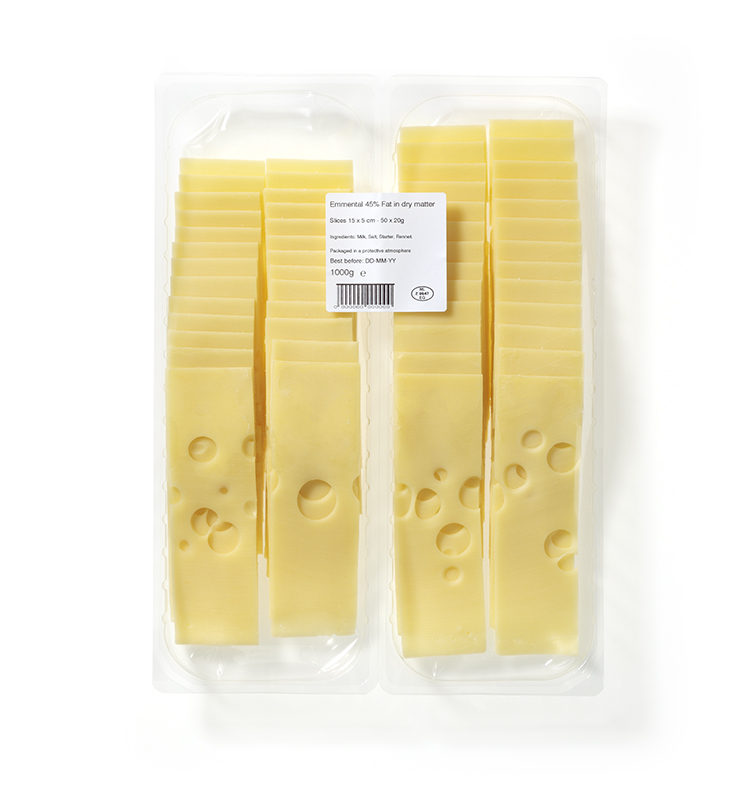 Emmental fatiado baguetina. 20gr