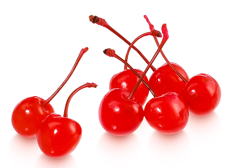 Maraschino cherry with stem