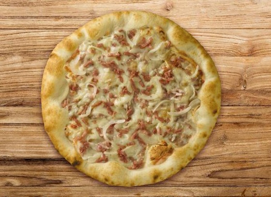 Pizza carbonara con pancetta bianca 405 g-28 cm