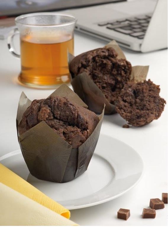 Muffins Tulipa Doble Chocolate Choc- Chip - 100 gr. Con Tulipa.