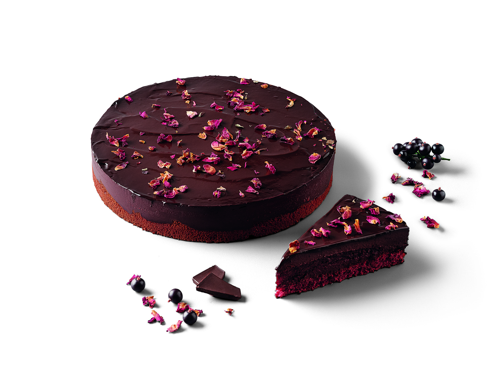Bolo de chocolate com groselha preta 1,5 kg 14 porc.
