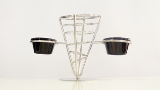 Cesta Cónica ac. Inox, con dos salseros