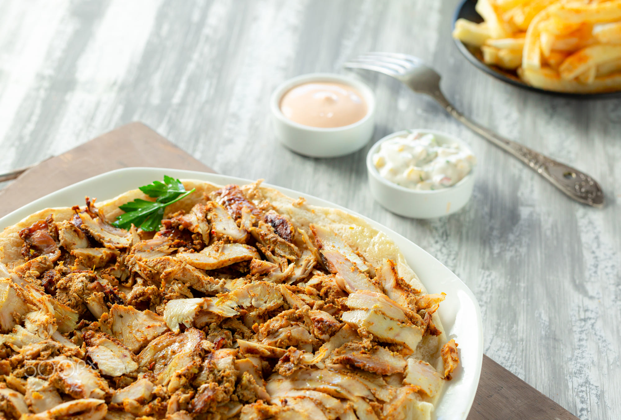 Espetada de frango fatiado 86% Halal