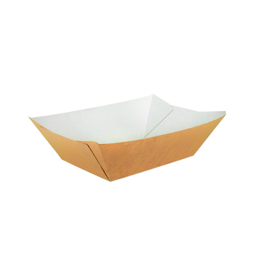 Bandejas de papel kraft para fritos 350 cc 10,6 x 7,3 x 4,5 cm