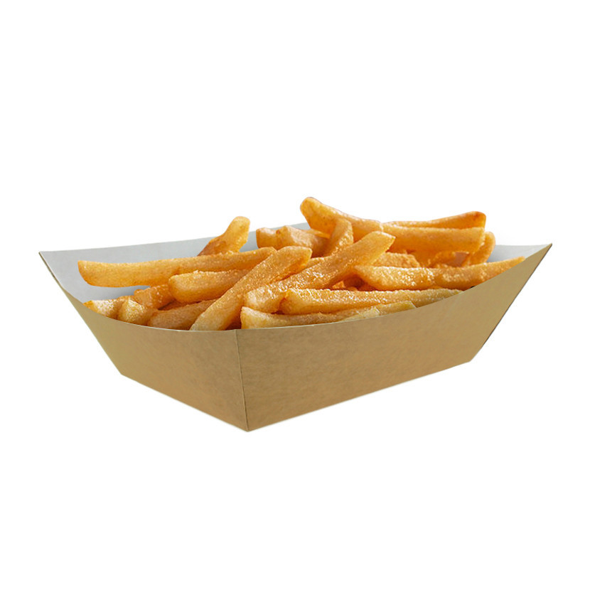 Bandejas de papel kraft para fritos 525 ml 12,2 x 8 x 5,5 cm