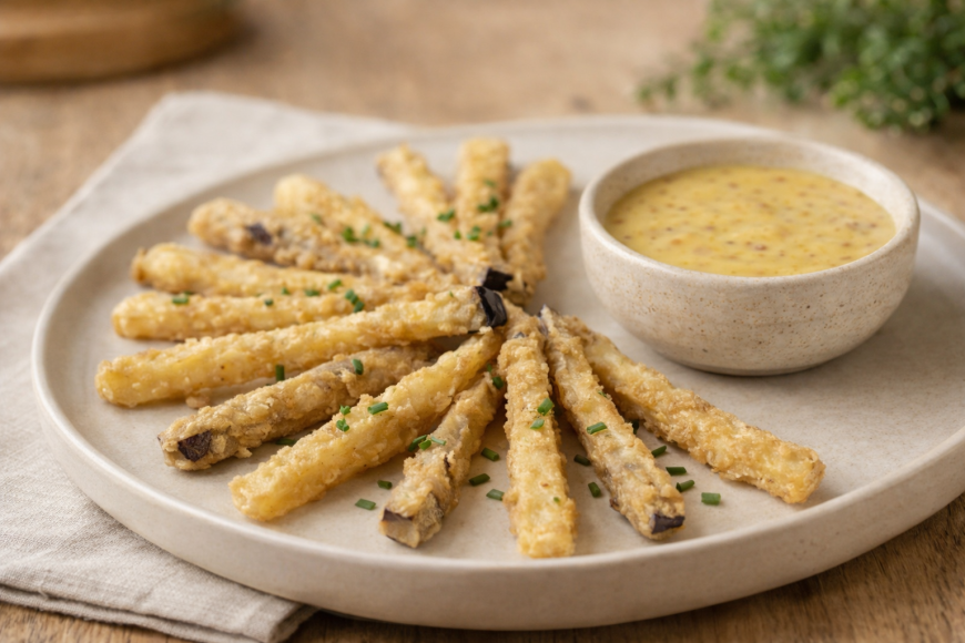Bacchette di melanzane in tempura