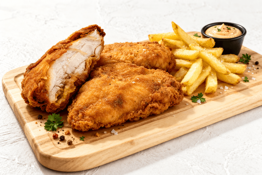 Filete de coxa de frango desossada ao estilo sulista