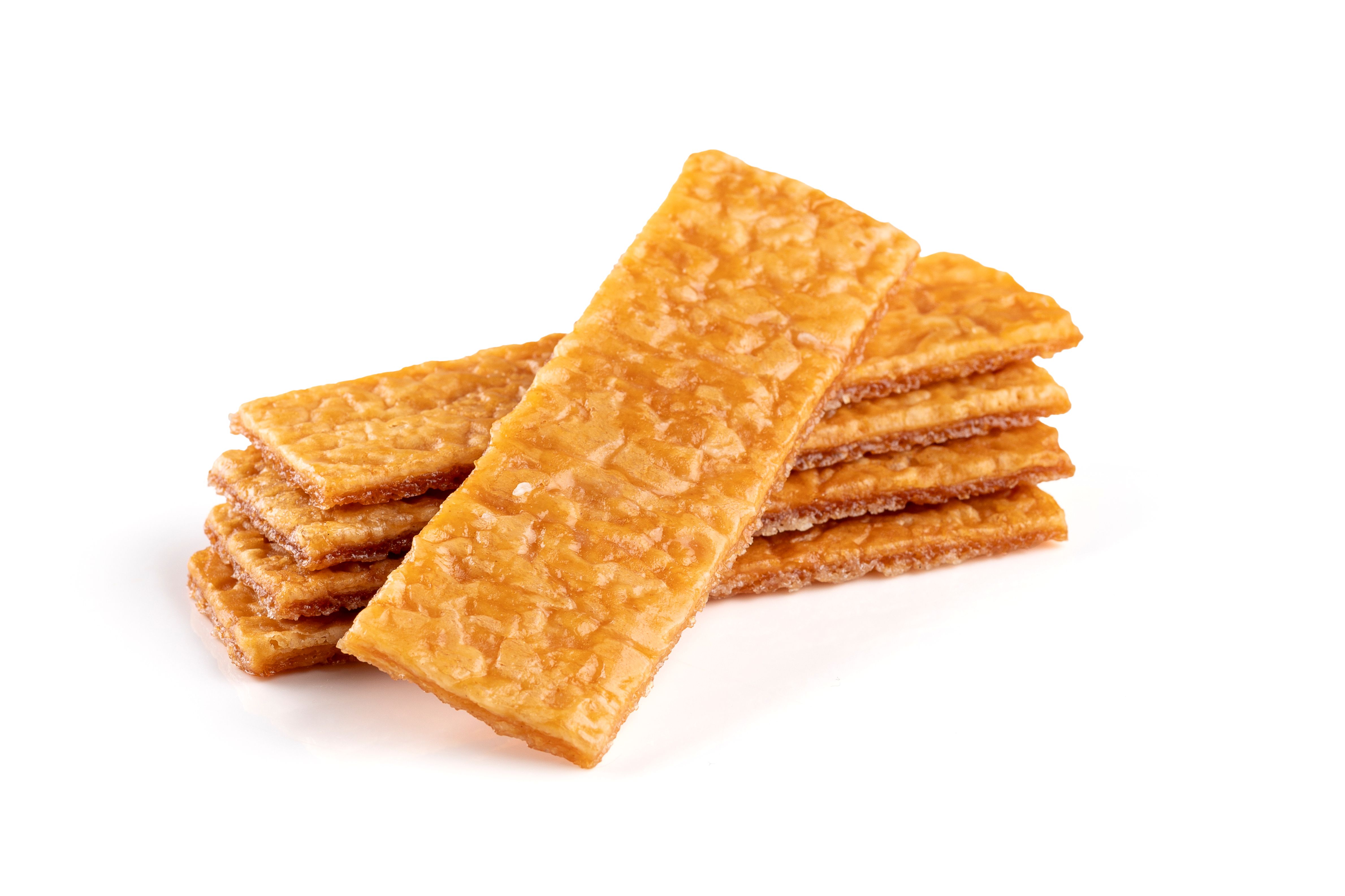 Lingotto di pasta sfoglia caramellata rovesciata (lunghezza 29 cm - larghezza 9,5 cm - spessore 0,5 cm - peso 90 g)