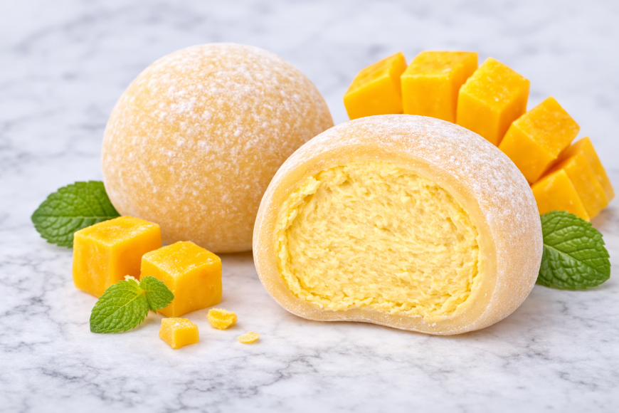 Mango Mochi Filled with Ice Cream