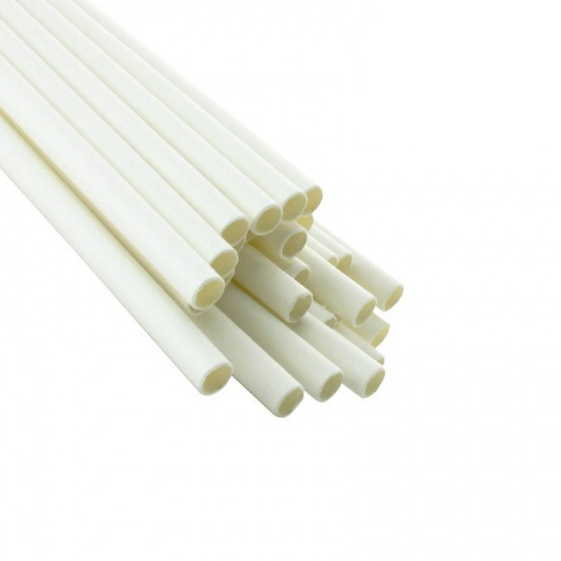 Eco-friendly white paper straws (20 cm, 0.6 cm diameter)