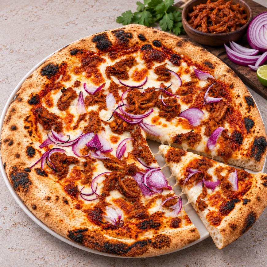 Pizza Napolitana Cochinita Pibil Yucateca con Cebolla Roja 28 cm