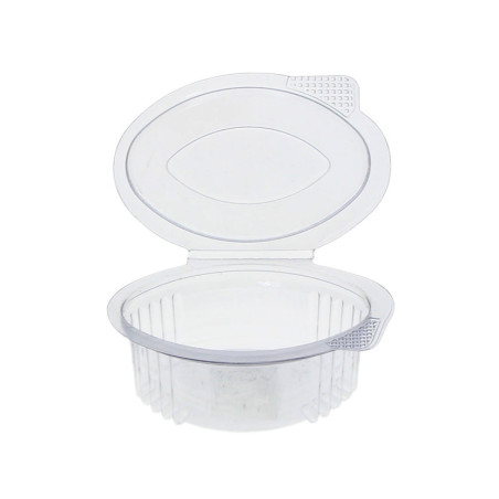 Molheira PET reciclável com tampa articulada (50 cc) 8,5 x 6,1 x 2,5 cm
