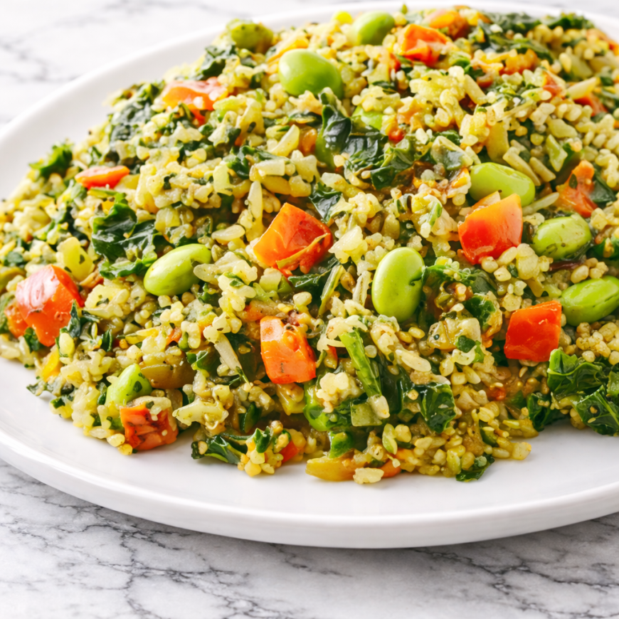 Legumes salteados e quinoa