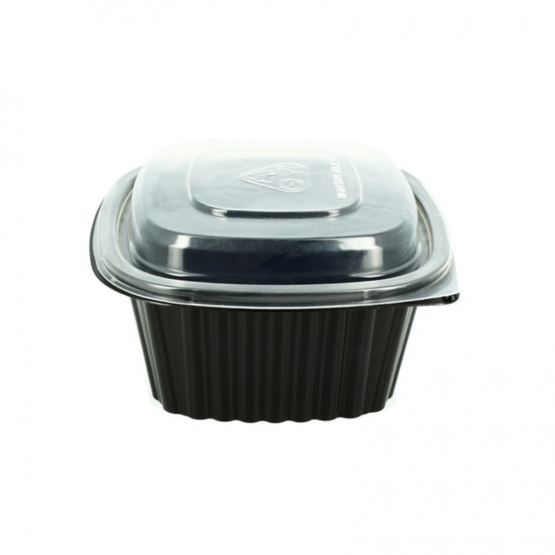 Tapa para 190253 - tapa alta para envase PP reusable negro cuadrado (425 y 560cc)