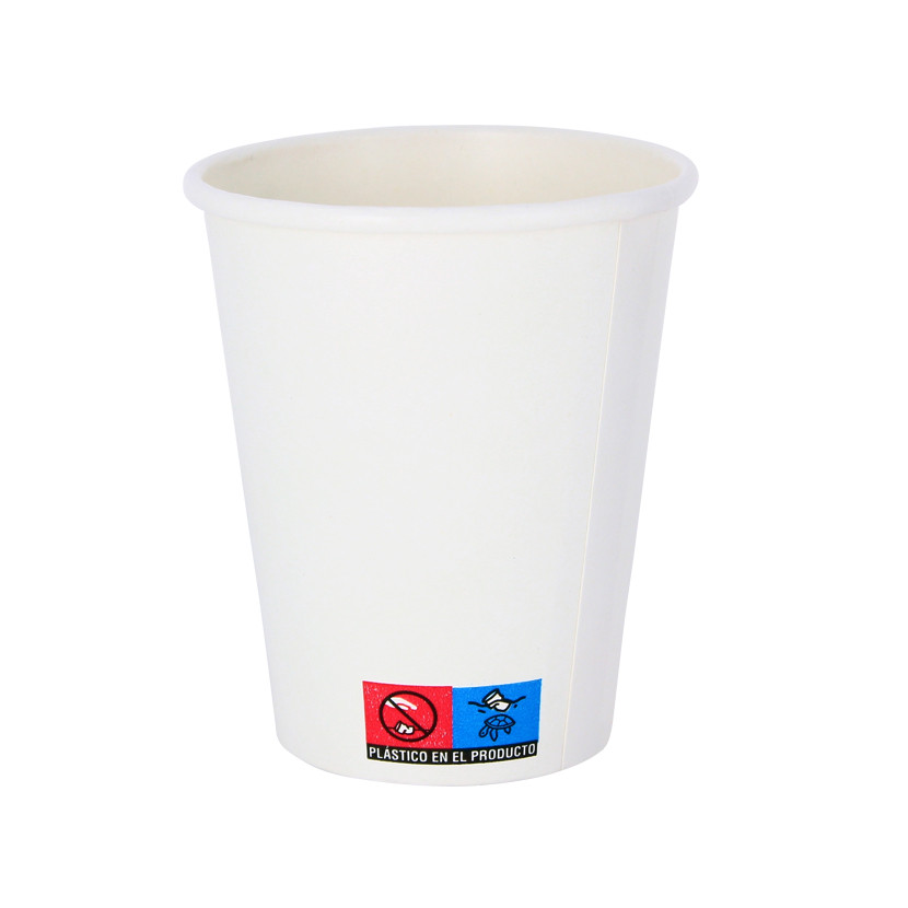 Vasos de cartón blancos café y refrescos, Dimensiones:M|9cm|240ml|8Ø